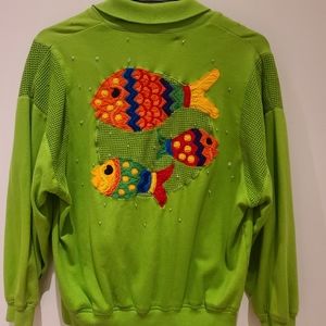 Vintage IB Diffusion Brand Maximalist Fish Collared Top Size M